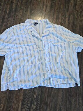 BUFFALO by DAVID BRITON Linen & Cotton Striped Blouse SIZE S